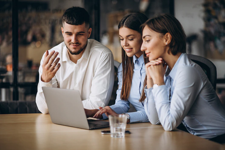 Group People Working Out Business Plan Office